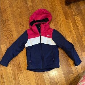 Kids KJUS ski jacket - Pink, White, and Blue